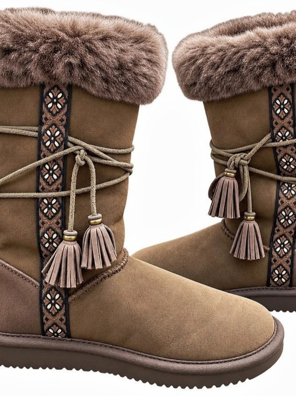 L.L.Bean Fur Cuff Winter Boots in Brown